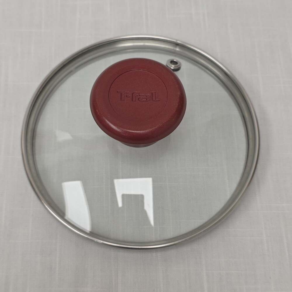 T-Fal 6 Inch Glass Replacement Lid Red Knob Stainless Steel Rim Pot Saucepan